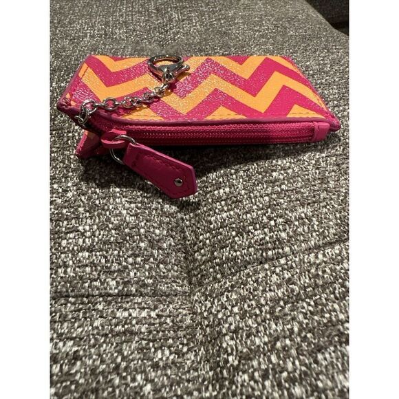 Vera Bradley Chevron Key Chain Wallet Small Pink Orange - Picture 5 of 7